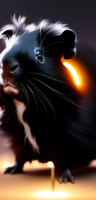 Vibrant guinea pig with neon glow effect.