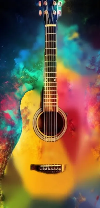 Colorful abstract guitar wallpaper with vibrant art.