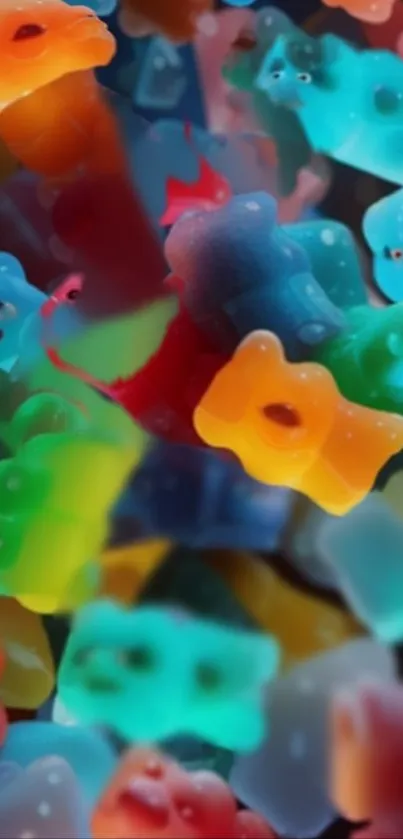 Vibrant gummy bears in colorful array.