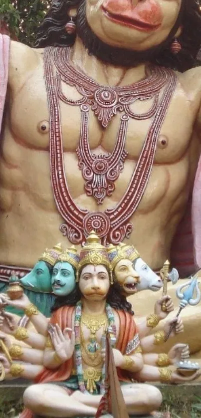 Vibrant depiction of Hanuman deity statue art.