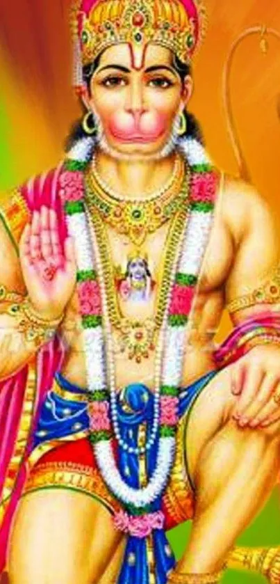 Vibrant depiction of Lord Hanuman, showcasing devotion and cultural art.