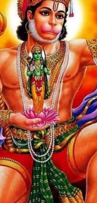 Vibrant depiction of Hanuman in artful detail.