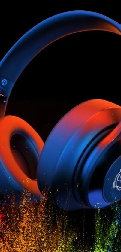 Vibrant headphone wallpaper with colorful splashes.