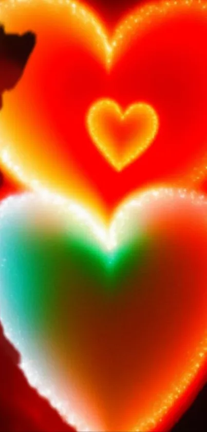 Vibrant heart abstract art with glowing red and orange hues.