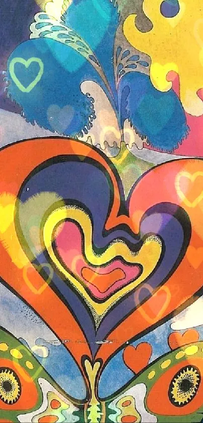 Colorful abstract heart-themed art wallpaper.