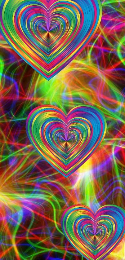 Vibrant heart abstract with neon colors.