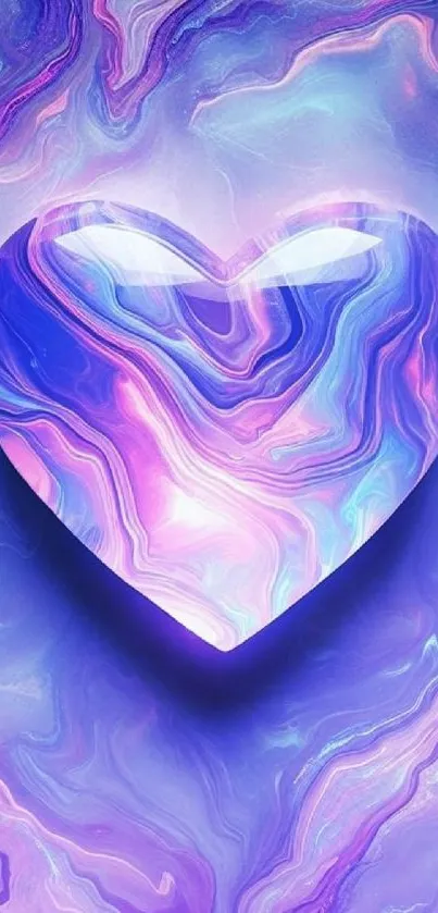 Abstract heart wallpaper with purple and pink swirling colors.