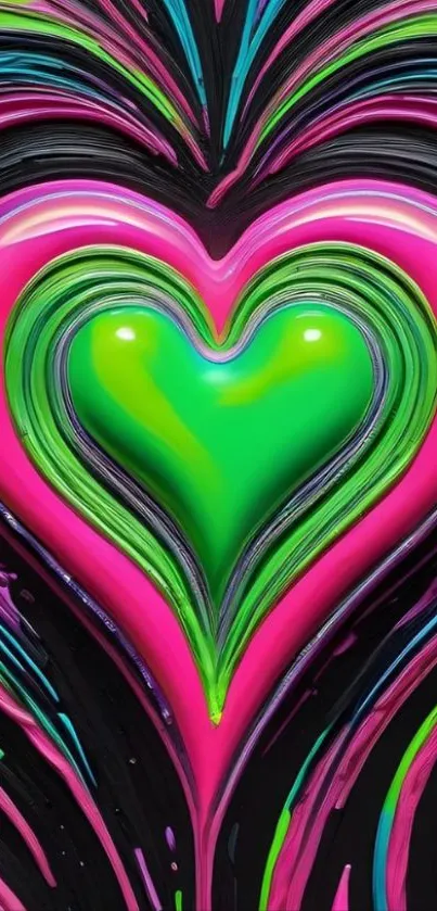 Colorful abstract heart design wallpaper