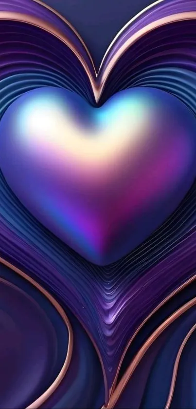 3D layered heart in blue and purple hues