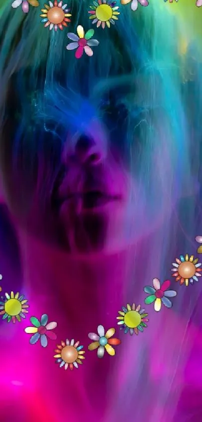 Colorful heart with floral design on abstract background.