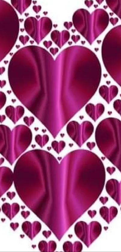 Magenta heart collage wallpaper with romantic design.