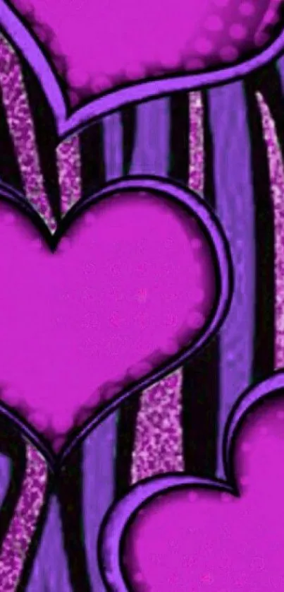 Vibrant purple hearts on a stylish background.