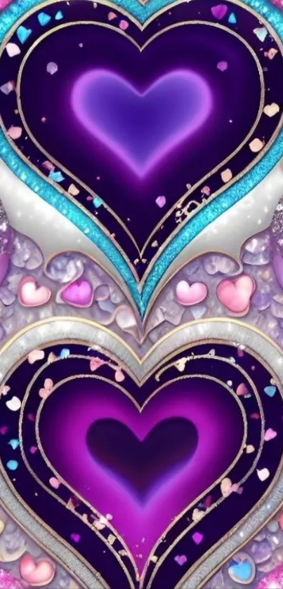 Vibrant heart design with glitter effects