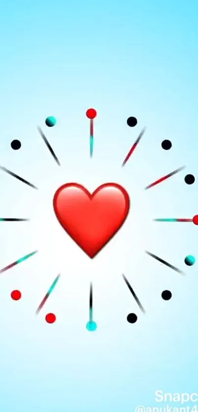 Vibrant heart emoji wallpaper with colorful dots.