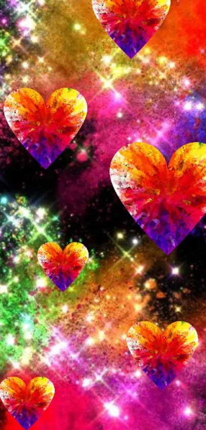 Vibrant heart galaxy wallpaper with colorful cosmic energy.