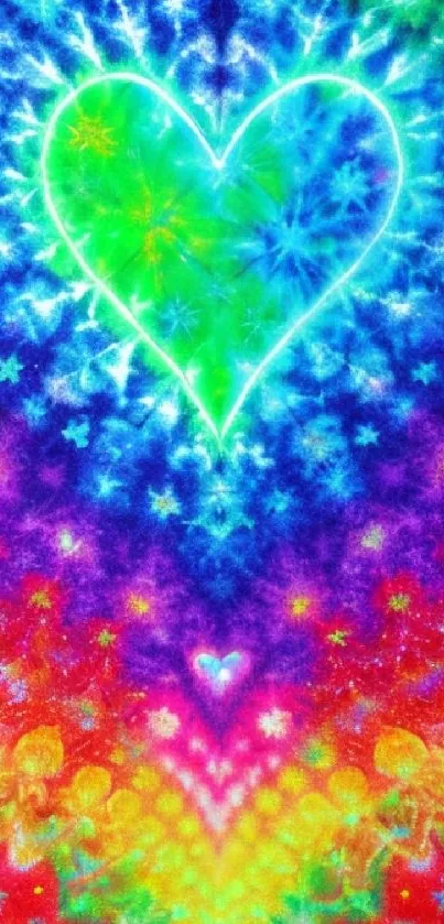 Vibrant cosmic heart wallpaper with colorful galaxy design.