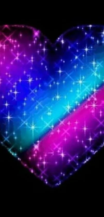 Vibrant heart galaxy wallpaper with purple and blue hues.