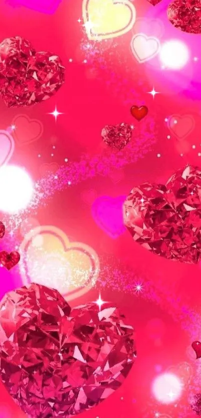 Vibrant pink heart gem wallpaper for mobile devices.