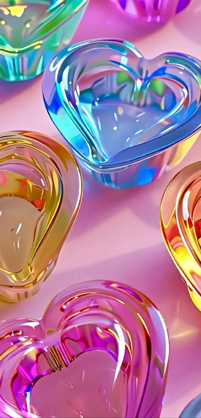 Vibrant heart-shaped glass art with colorful reflections