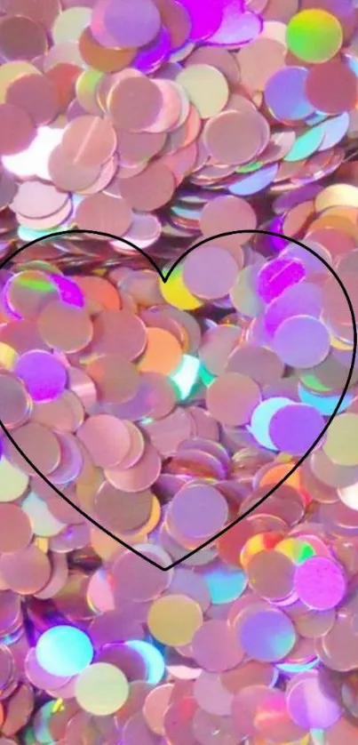 Pink and holographic glitter heart wallpaper.