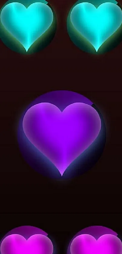 Vibrant neon heart design on a dark background.