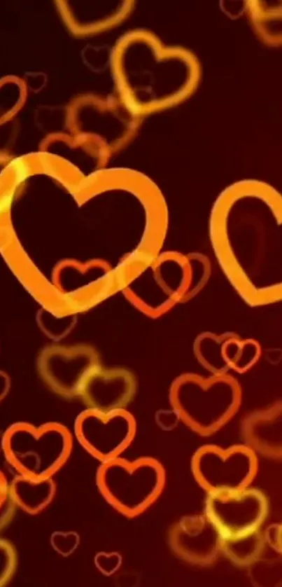 Glowing orange heart pattern on a warm background.