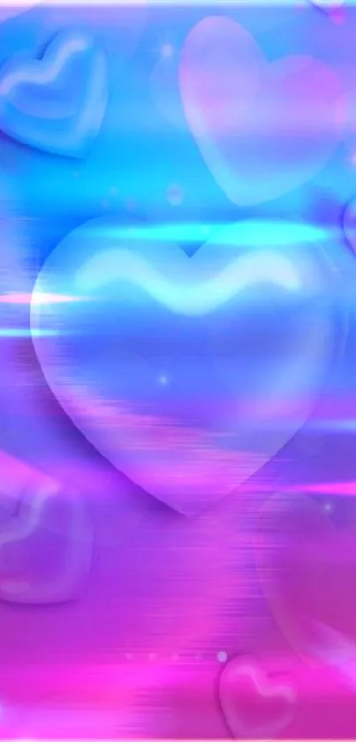 Vibrant blue and pink heart gradient wallpaper for mobile phones.