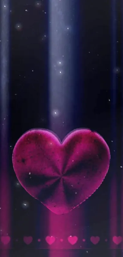 Vibrant pink heart on a dark background for mobile wallpaper.