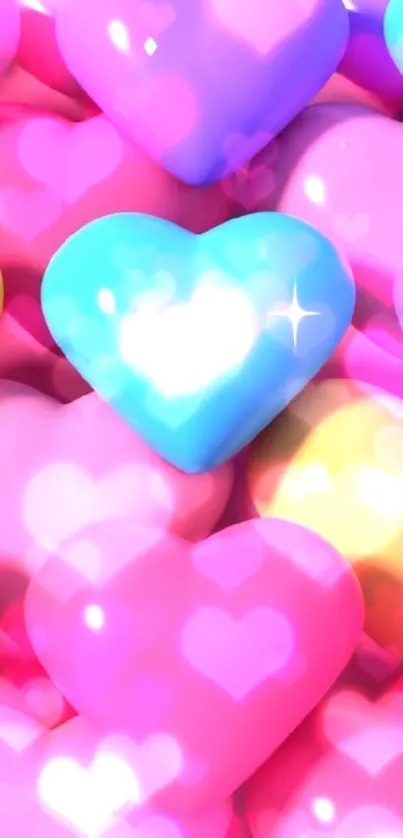 Colorful heart-patterned mobile wallpaper