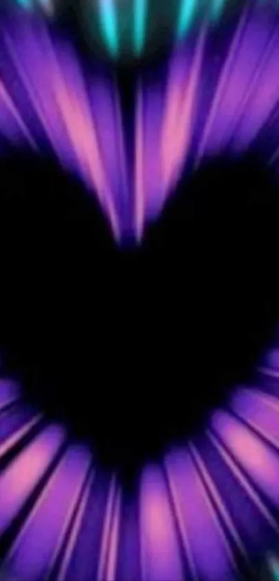 Vibrant purple neon heart wallpaper design.