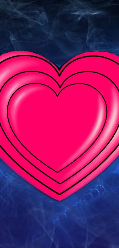 Vibrant heart on a smoky blue background wallpaper.