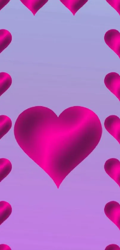 Magenta hearts on a gradient background wallpaper.