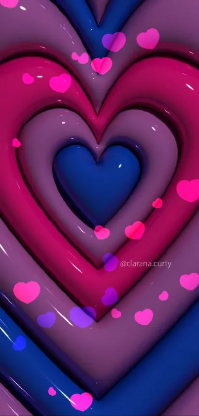 Vibrant heart pattern wallpaper with rich blue and pink hues