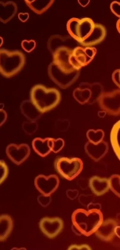 Vibrant red and orange heart pattern wallpaper.