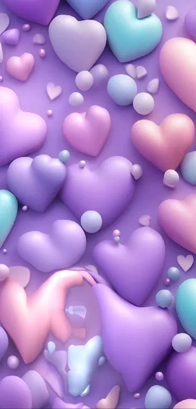 Vibrant wallpaper with pastel heart pattern, perfect for mobile screens.