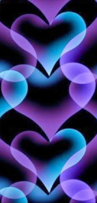 Abstract heart pattern in purple and blue gradient.