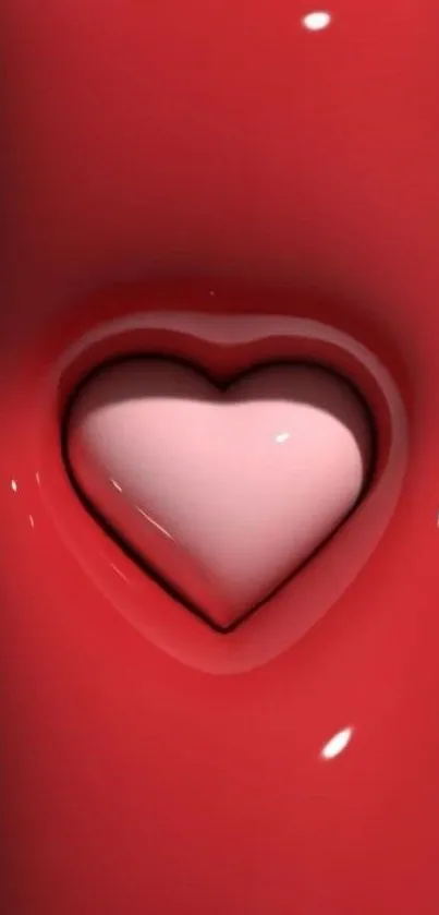 Red heart design mobile wallpaper with vibrant hues.