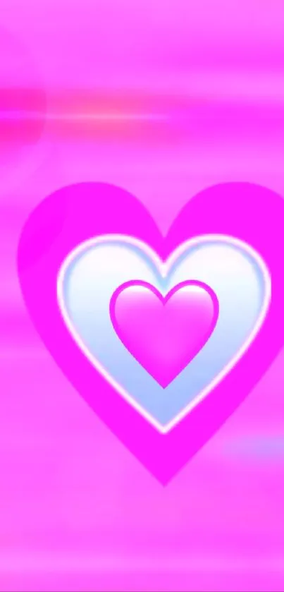 Vibrant heart-themed wallpaper with pink, purple, and blue hues.