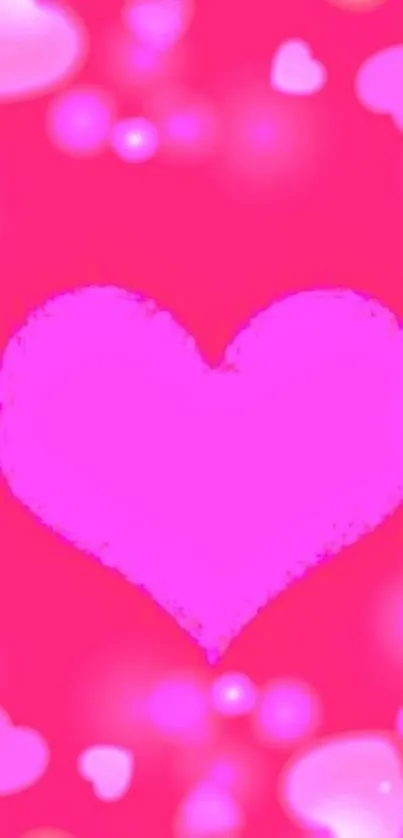 Heart-shaped pink wallpaper with vibrant colors.