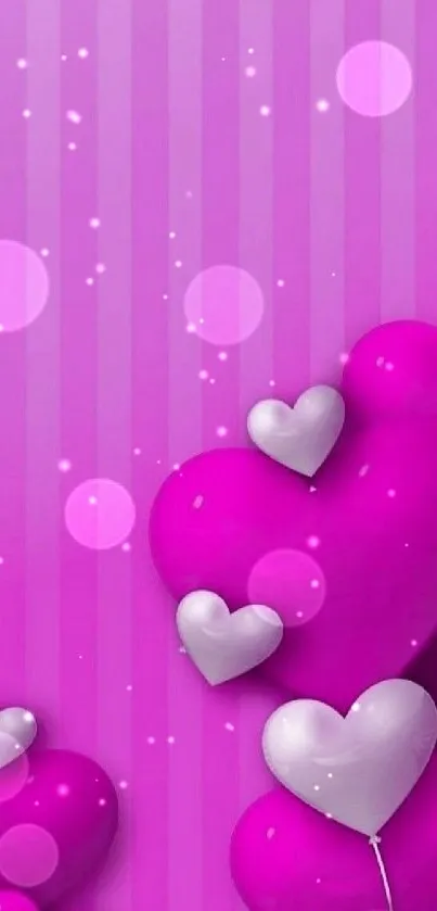 Pink hearts mobile wallpaper with vibrant design.