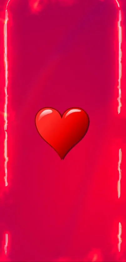 Vibrant red heart wallpaper with glowing accents.