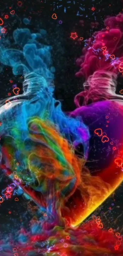 Abstract heart smoke design with vibrant colors.