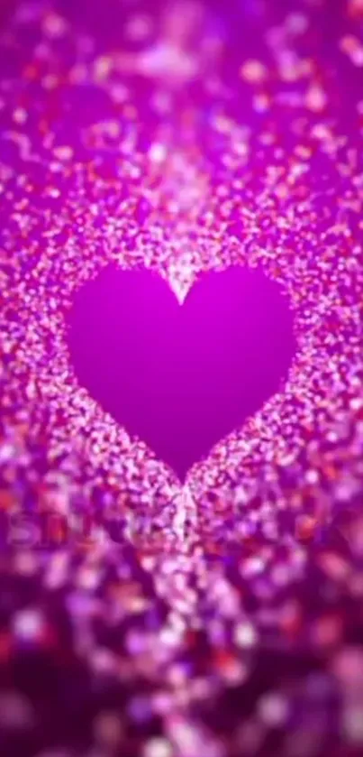 Purple heart sparkle wallpaper with glitter effect.
