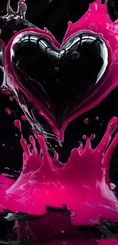 Vibrant heart splash on a mobile wallpaper design.