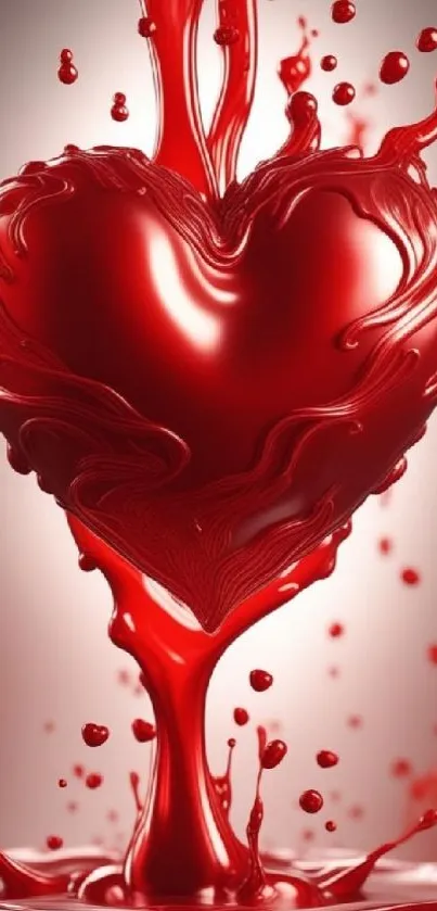 Red heart surrounded by liquid splash art