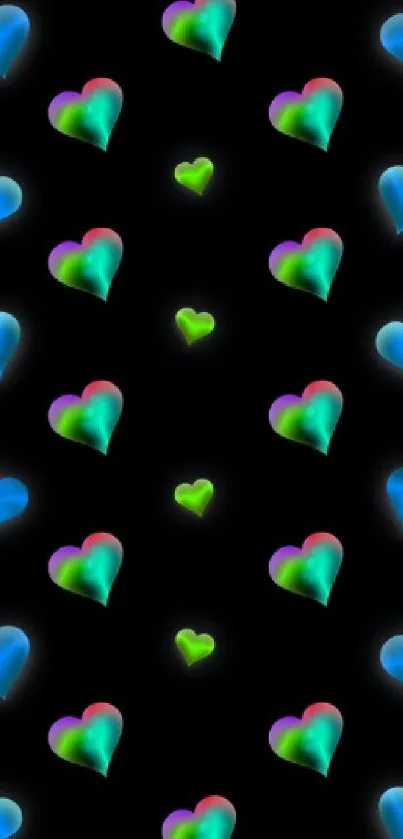 Vibrant mobile wallpaper with colorful hearts theme.