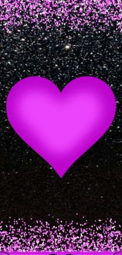 Purple heart on black glitter background wallpaper