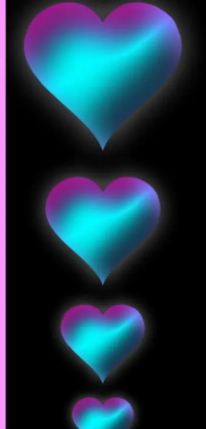 Valentine mobile wallpaper with vibrant heart designs in various colors.