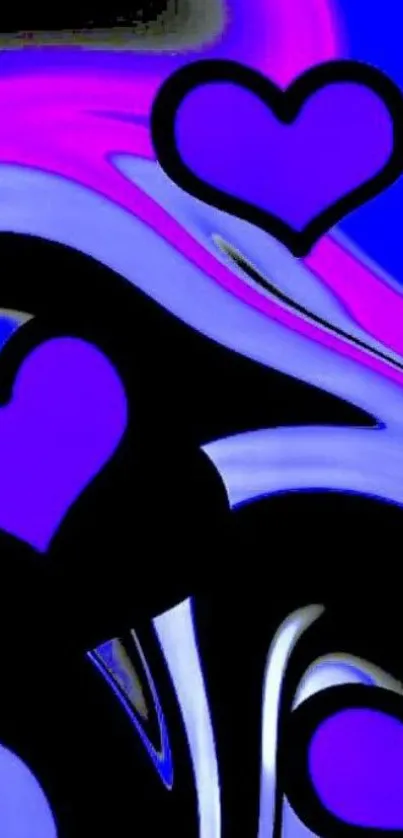 Abstract purple heart wallpaper with vibrant waves.