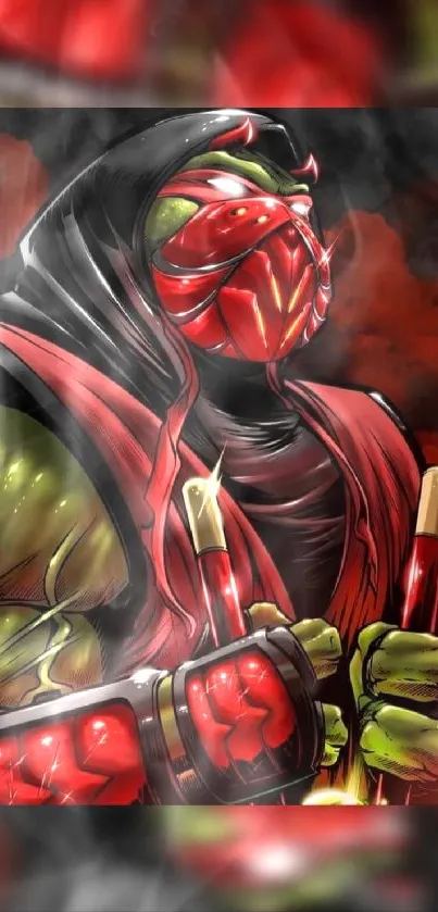 Vibrant superhero wallpaper with red and green colors, perfect for mobile devices.